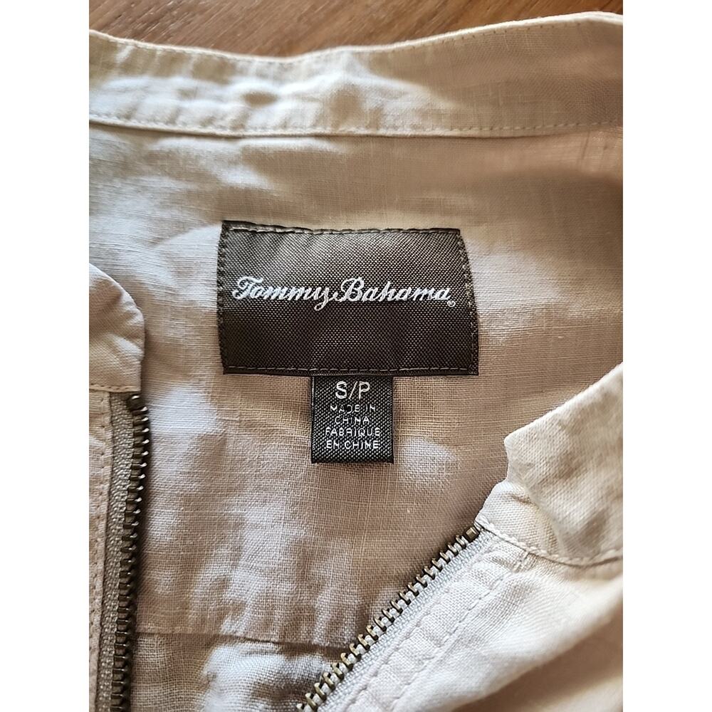 Tommy Bahama Two Palms Seamed Jacket Women Linen Tan Khaki Beige Full Zip Small - Picture 2 of 6
